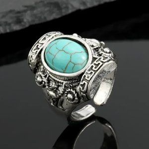 New Turquoise Open End Silver Ring